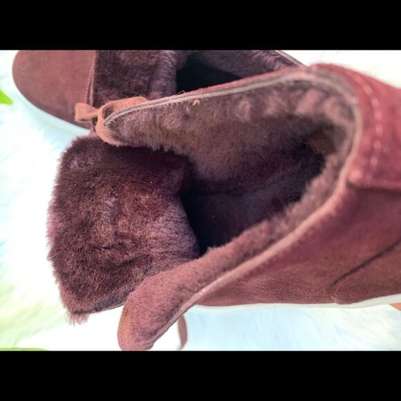 VIA SPIGA Sartin Chukka bootie shearling lined suede burgundy color NWOT size 7 - Picture 3 of 9